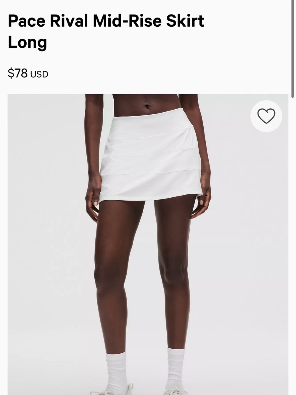 lululemon athletica White Pace Rival Mini Skirt